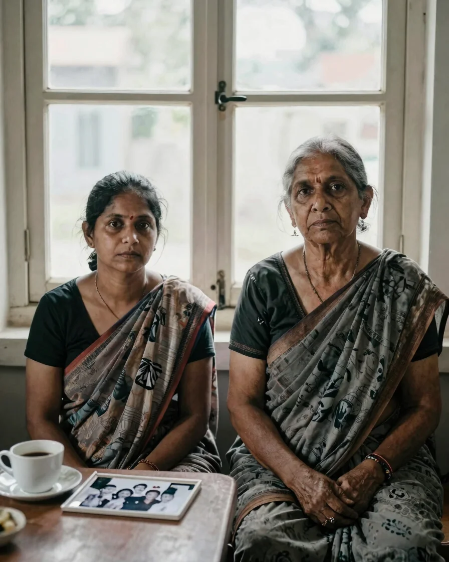 Editorial documentary portrait of an older and younger Bengali wo